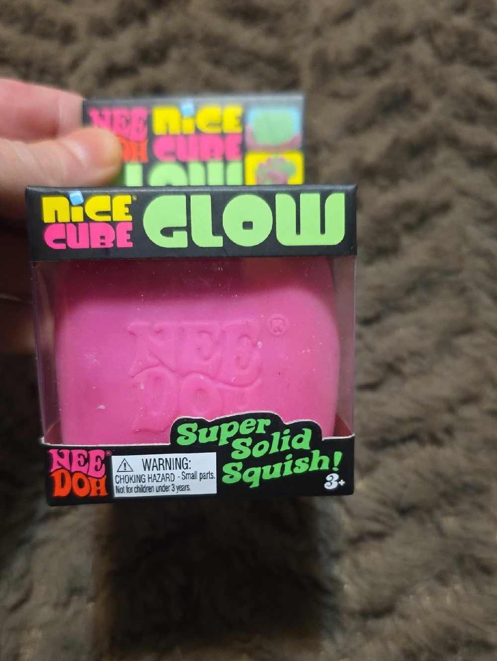 Nee Doh Nice Cube Glow Super Solid Squish! - Pink